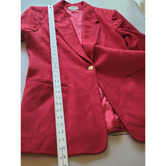 Joan Leslie Womens Red Wool & Nylon Blazer Size 16 With Gold Button Detail - Picture 3 of 16
